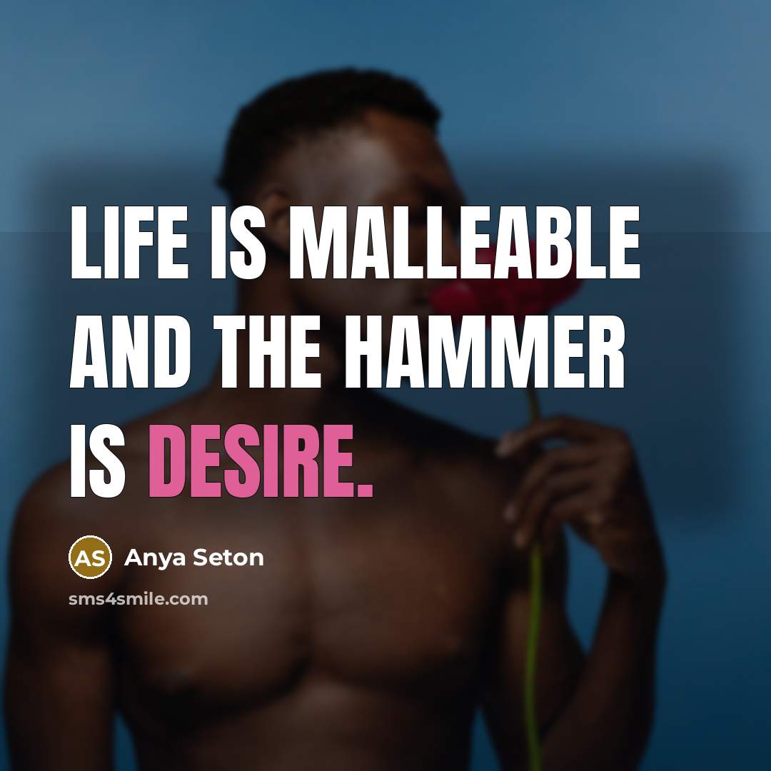 “Life is malleable and the hammer is desire.…” quote by Anya Seton