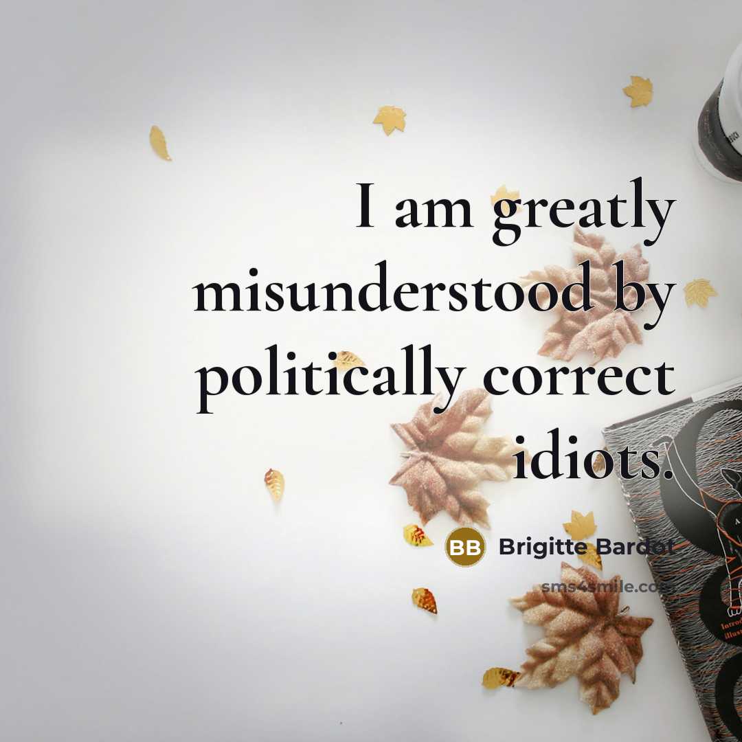 “I am greatly misunderstood by politically correct idiots.…” quote by Brigitte Bardot