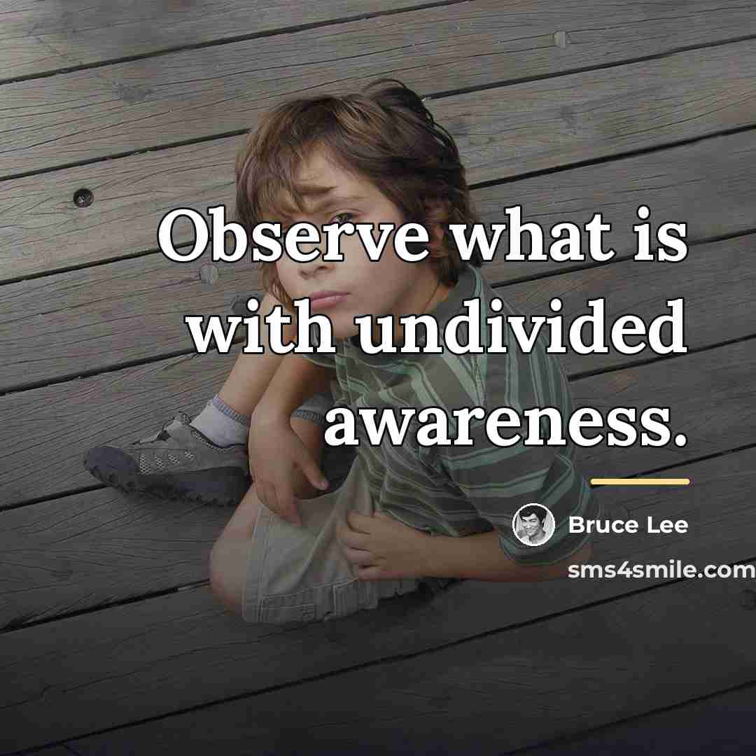 “Observe what is with undivided awareness.…” quote by Bruce Lee