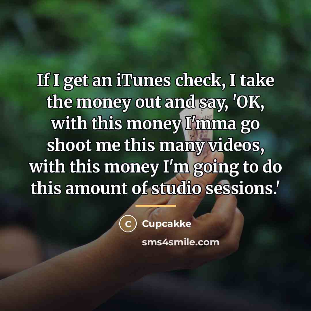 “If I get an iTunes check, I take the money…” quote by Cupcakke