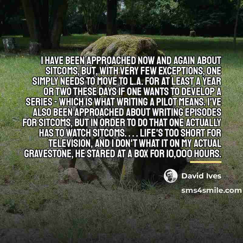 “I have been approached now and again about sitcoms, but,…” quote by David Ives