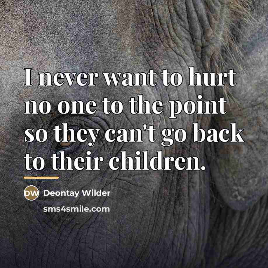 “I never want to hurt no one to the point…” quote by Deontay Wilder