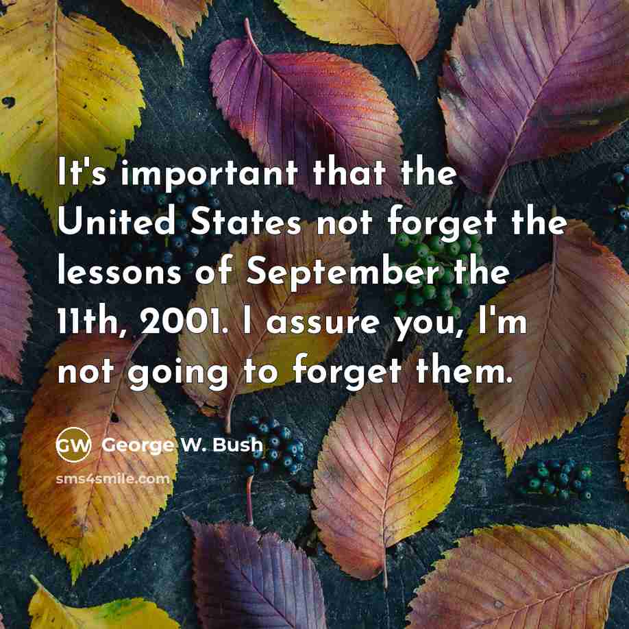 “It's important that the United States not forget the lessons…” quote by George W. Bush