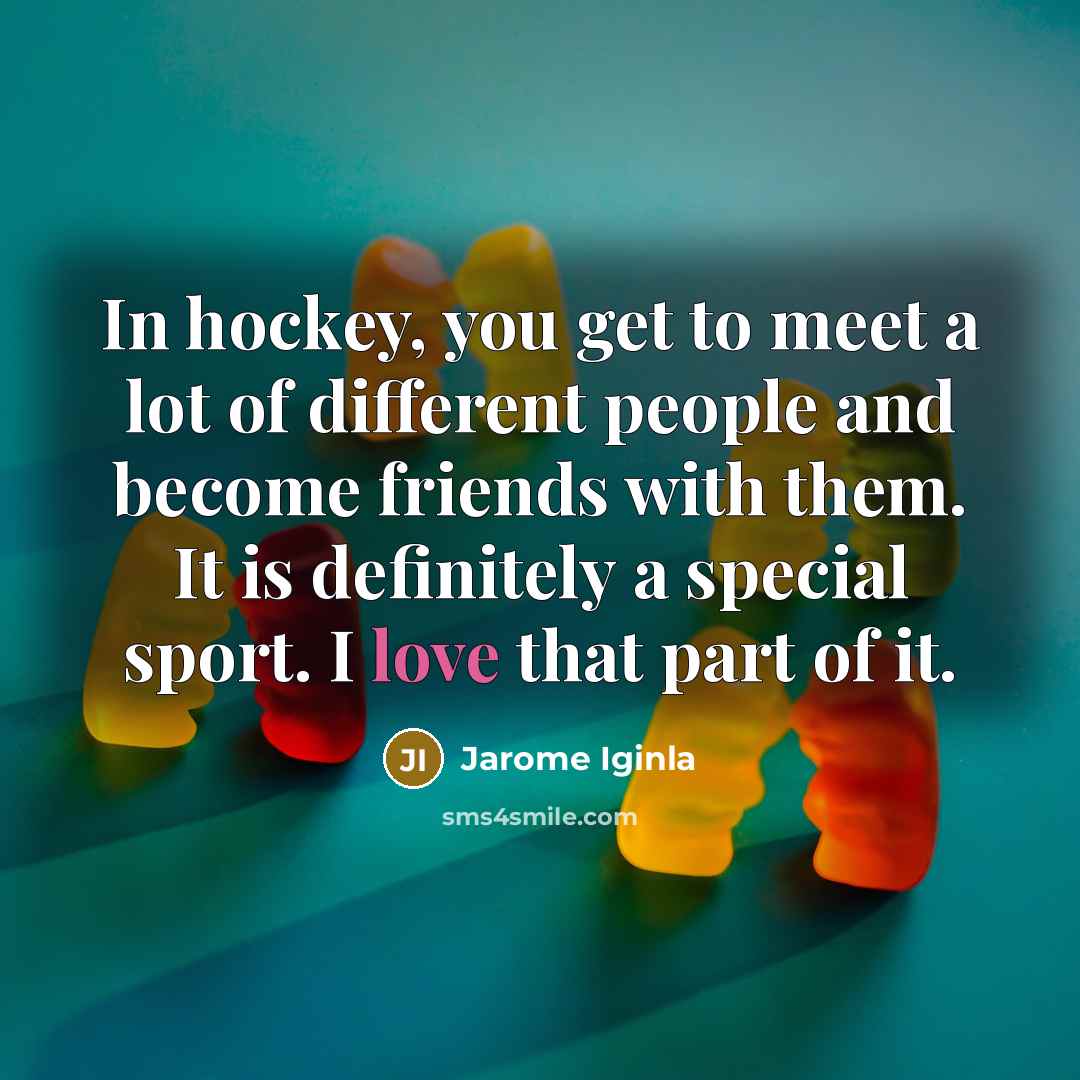 “In hockey, you get to meet a lot of different…” quote by Jarome Iginla