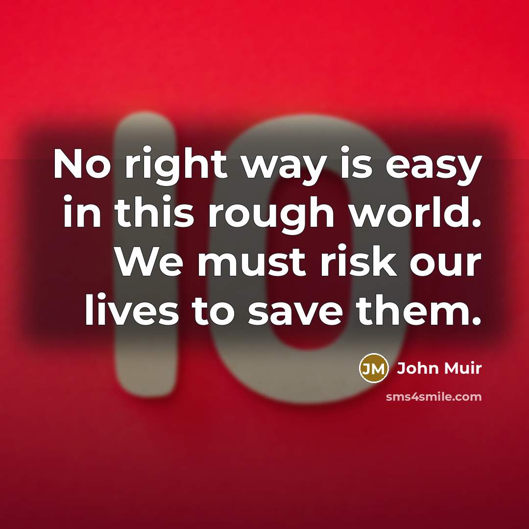 “No right way is easy in this rough world. We…” quote by John Muir