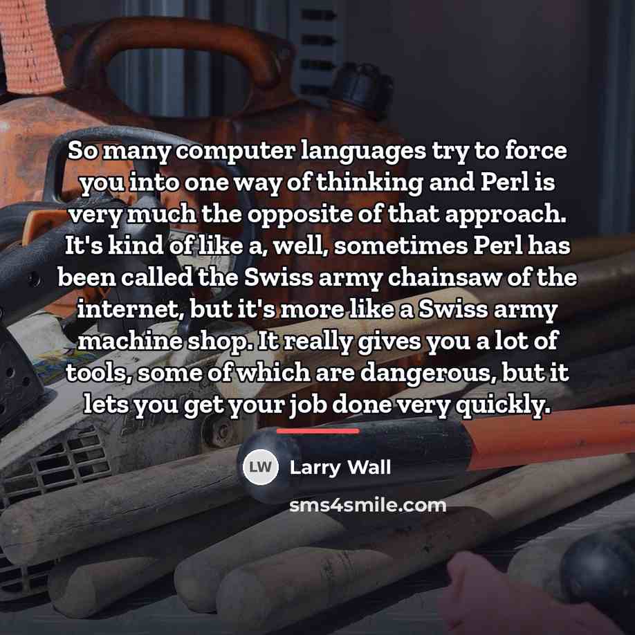 “So many computer languages try to force you into one…” quote by Larry Wall