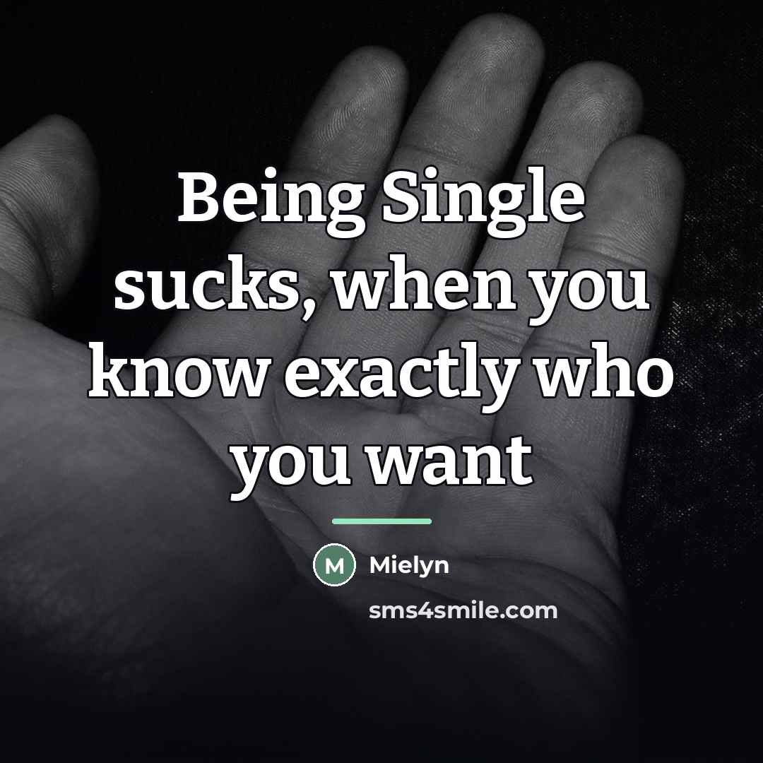 “Being Single sucks, when you know exactly who you want…” quote by Mielyn