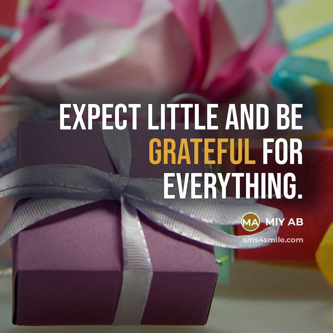 “Expect little and be grateful for everything.…” quote by MlY AB