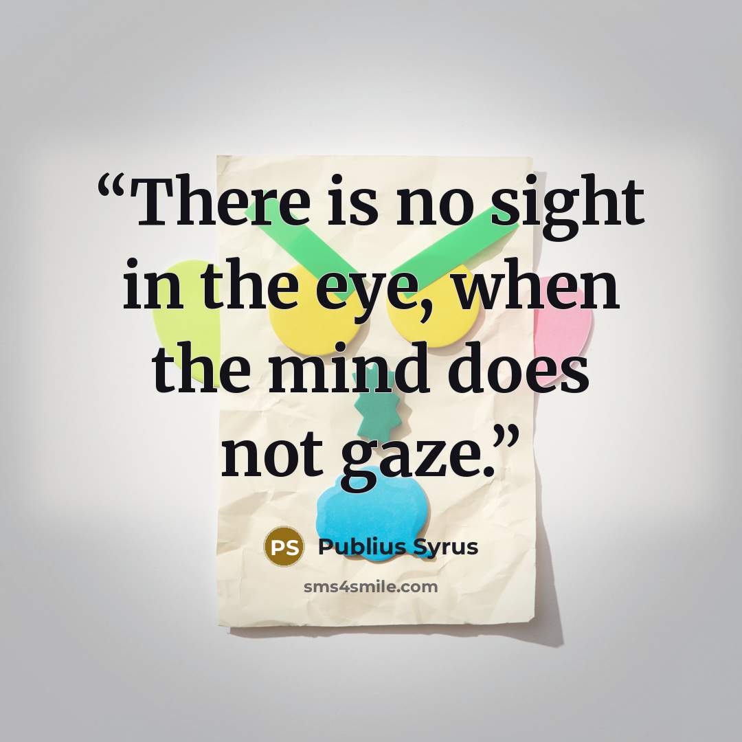 “There is no sight in the eye, when the mind does not gaze.” quote by Publius Syrus