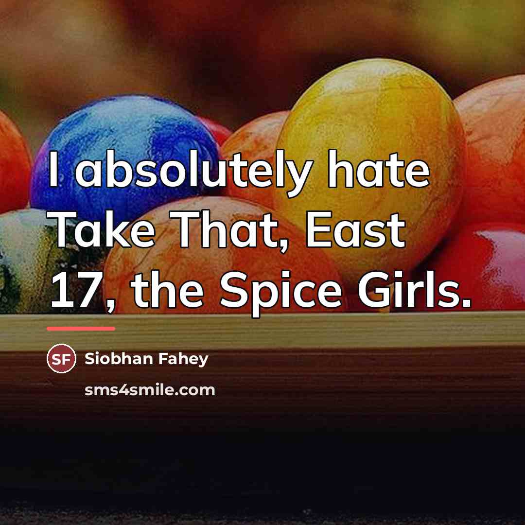 “I absolutely hate Take That, East 17, the Spice Girls.…” quote by Siobhan Fahey