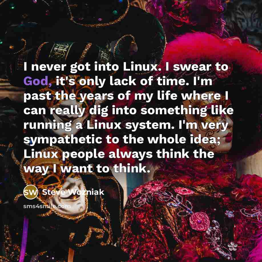 “I never got into Linux. I swear to God, it's…” quote by Steve Wozniak