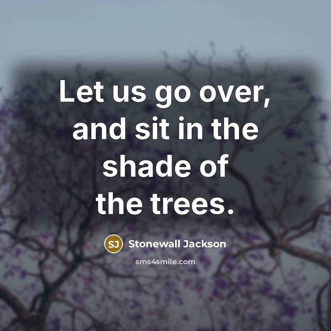 “Let us go over, and sit in the shade of the trees.” quote by Stonewall Jackson