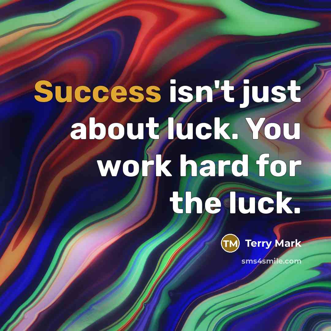 “Success isn't just about luck. You work hard for the…” quote by Terry Mark
