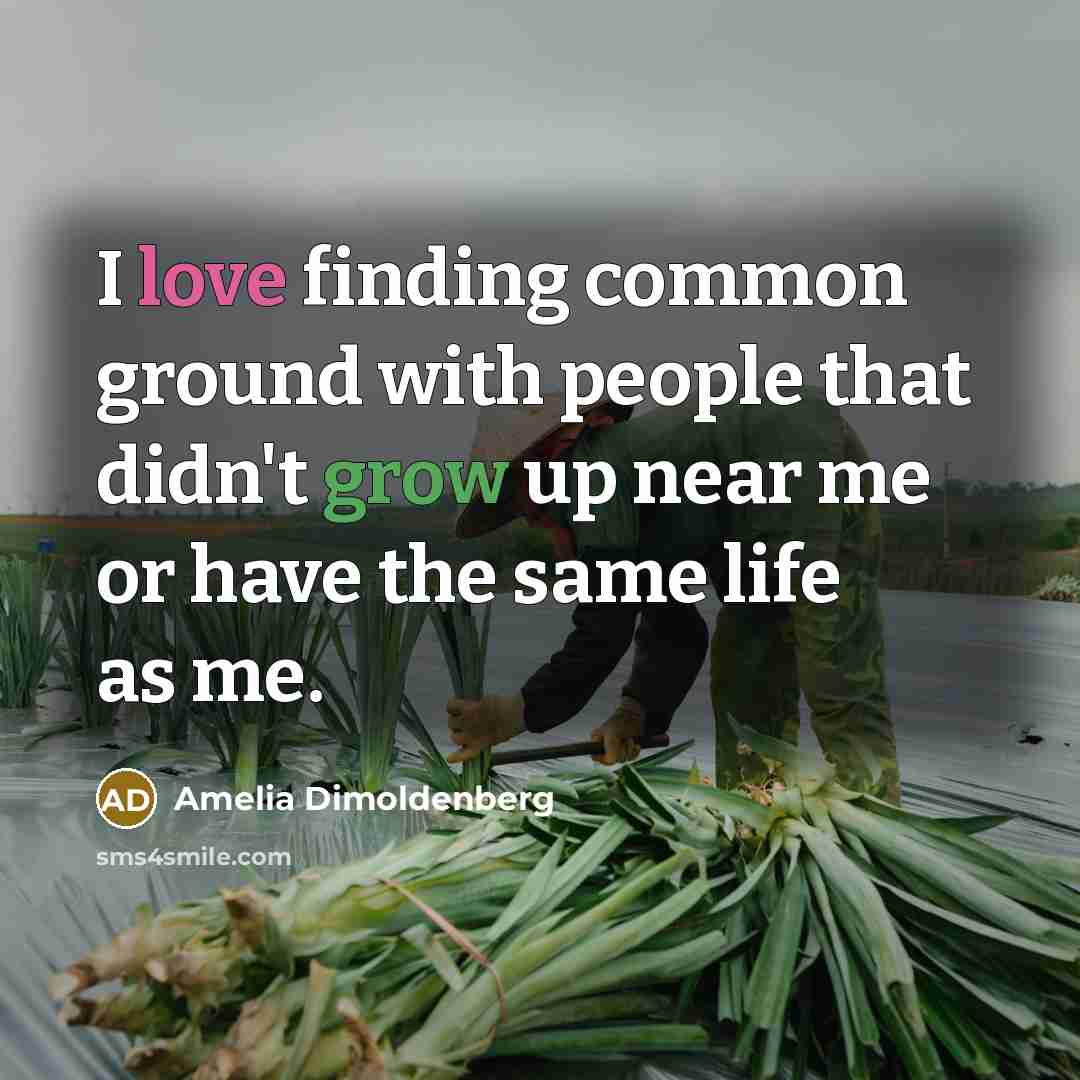 “I love finding common ground with people that didn't grow…” quote by Amelia Dimoldenberg