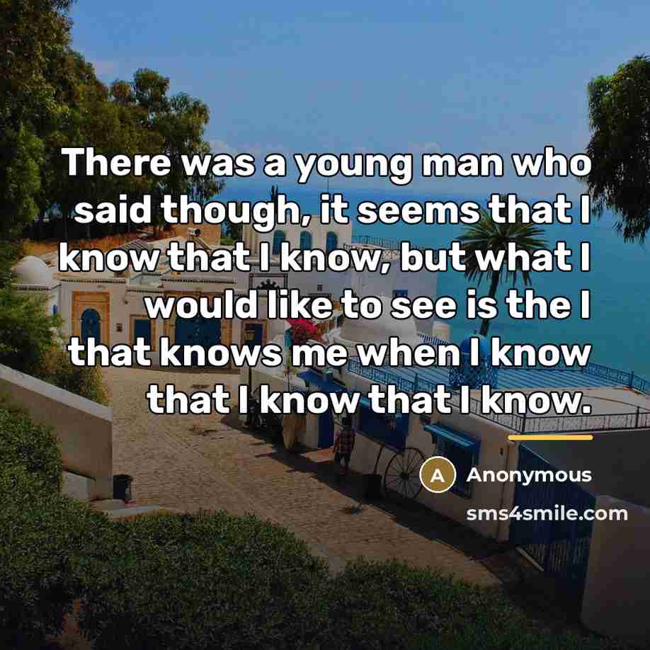 “There was a young man who said though, it seems…” quote by Anonymous