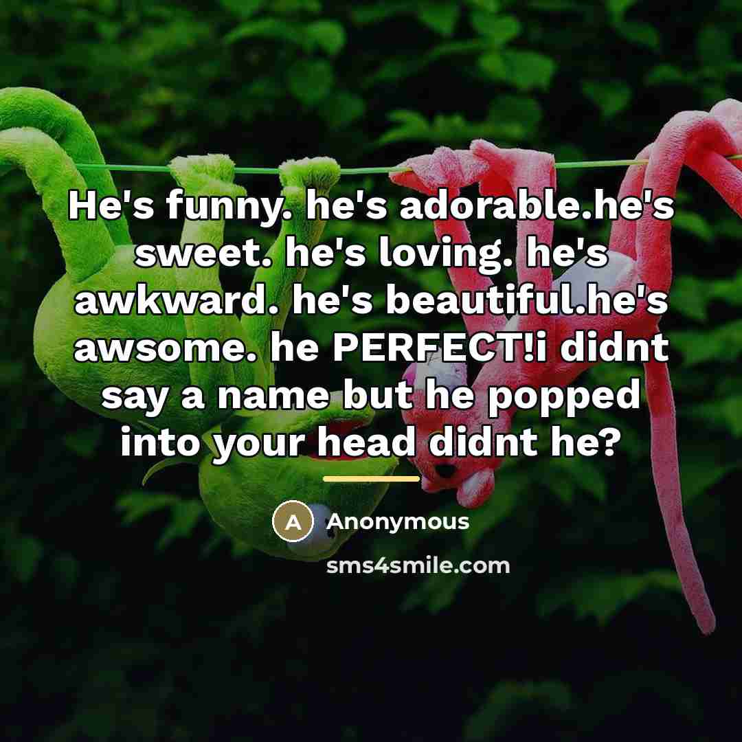 “He's funny. he's adorable.he's sweet. he's loving. he's awkward. he's…” quote by Anonymous