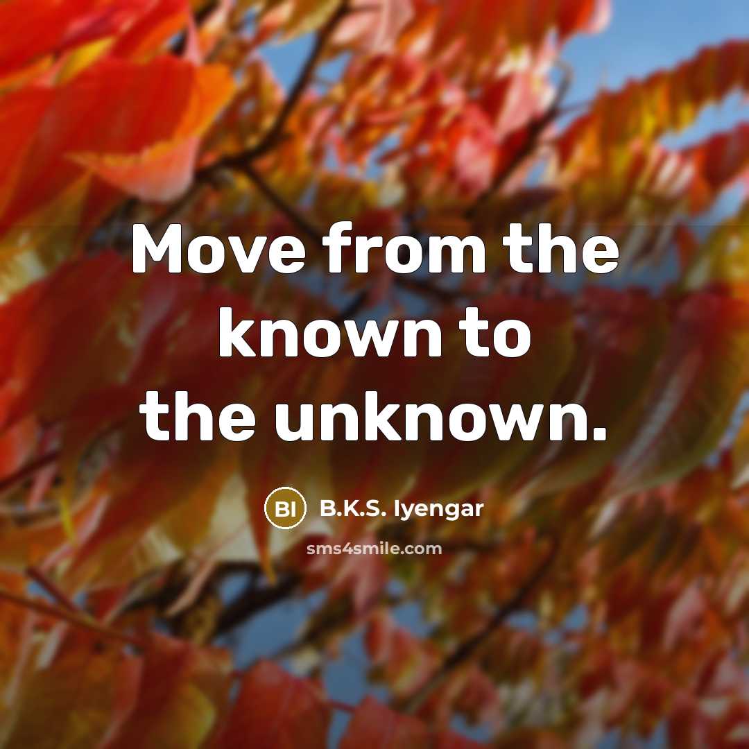 “Move from the known to the unknown.…” quote by B.K.S. Iyengar