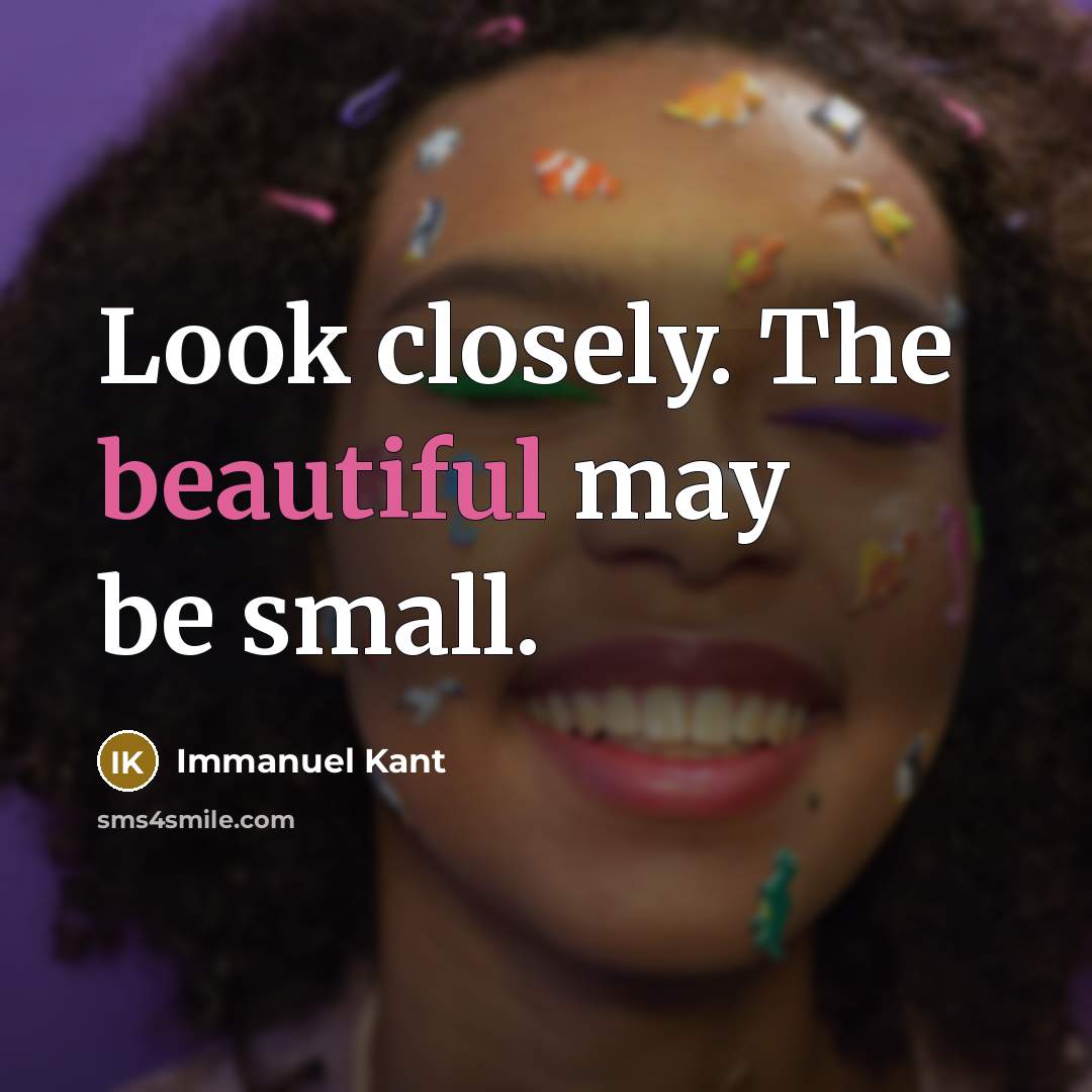 “Look closely. The beautiful may be small.…” quote by Immanuel Kant