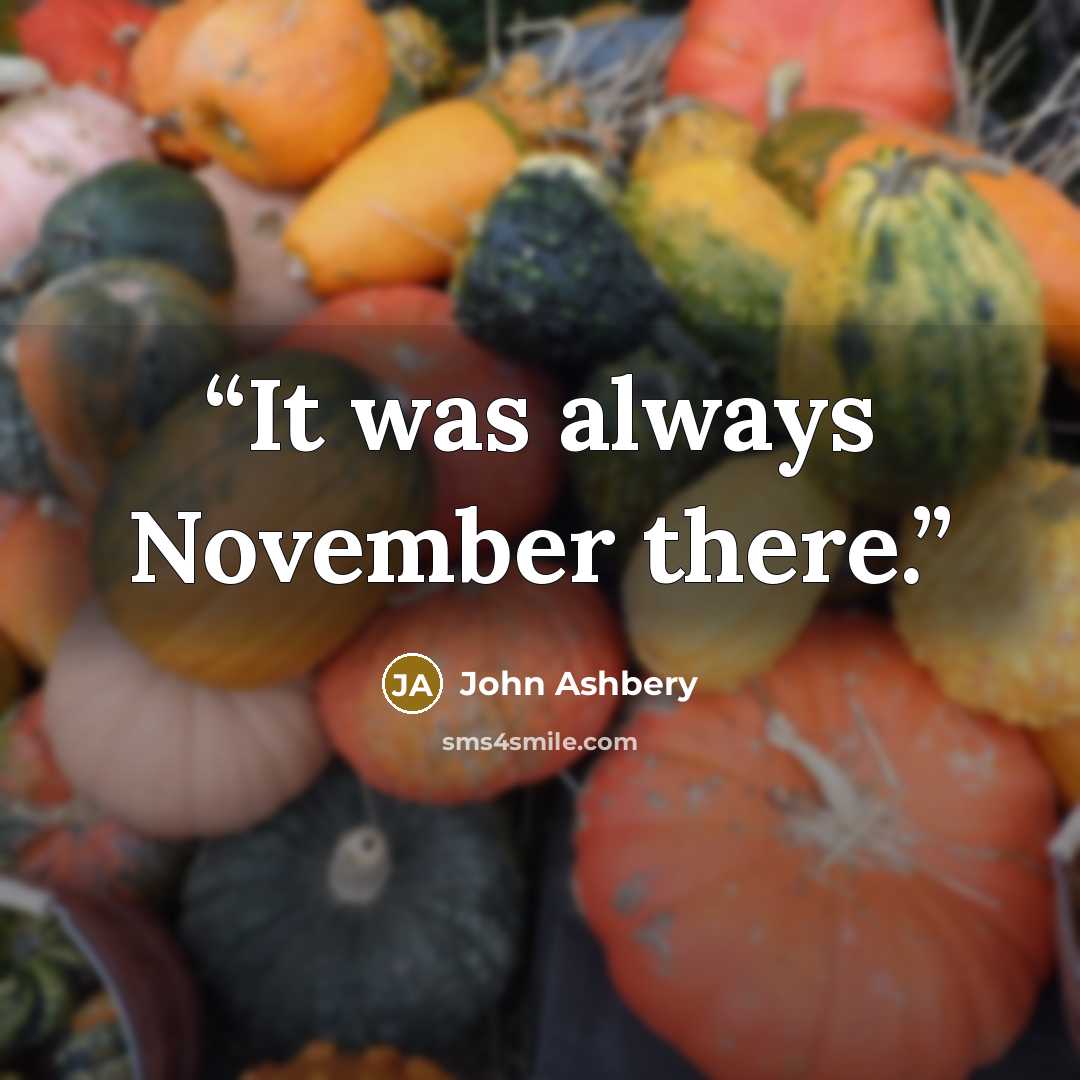 “It was always November there.” quote by John Ashbery