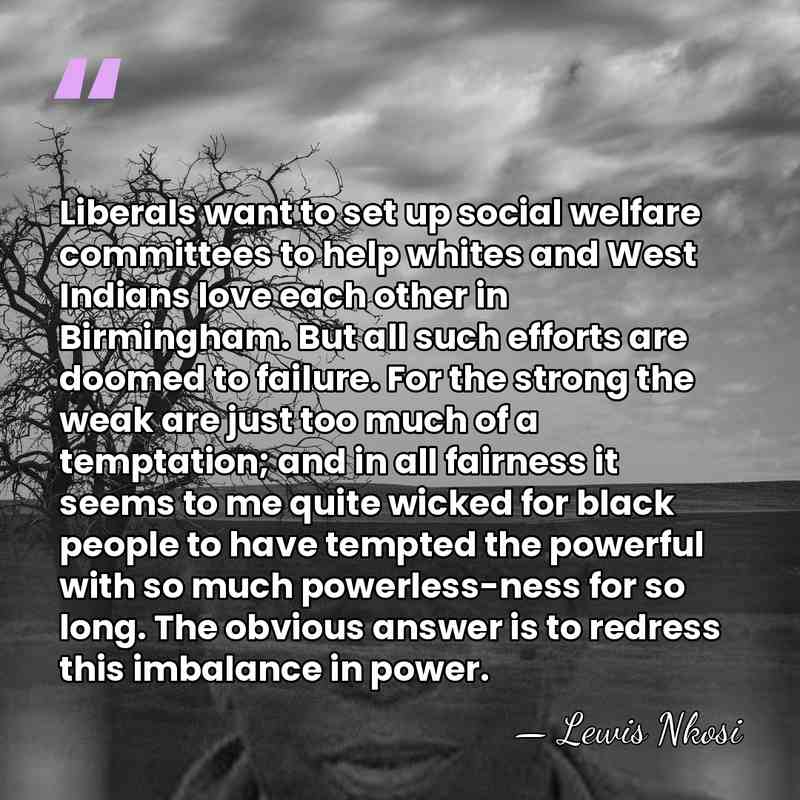 Liberals want to set up social welfare committees to help whites and&hellip; - Lewis Nkosi