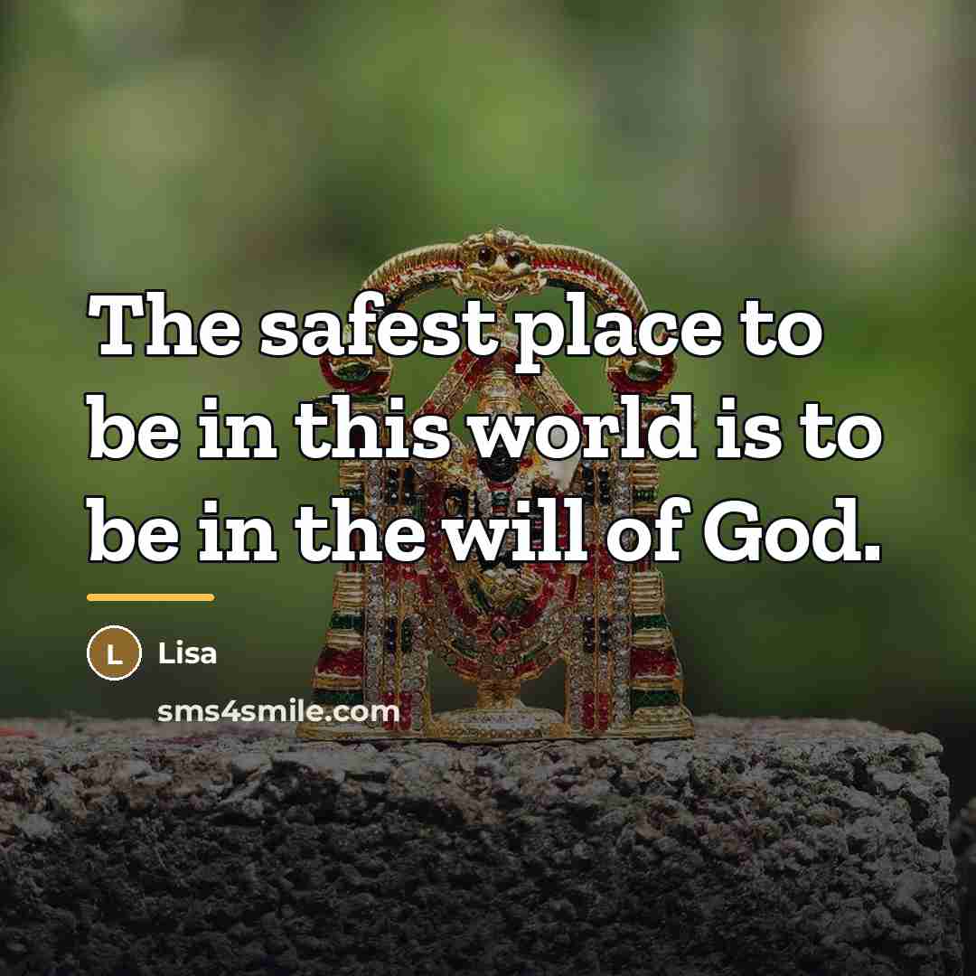 “The safest place to be in this world is to…” quote by Lisa