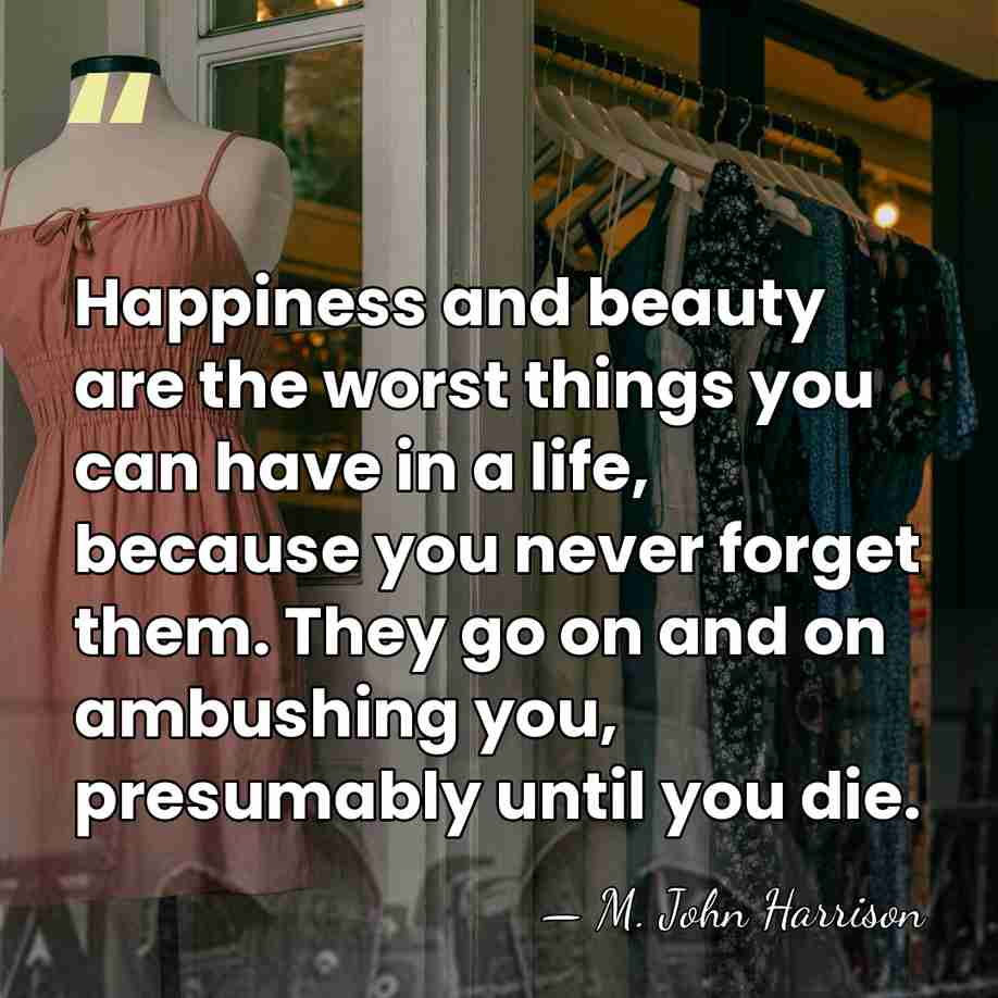Happiness and beauty are the worst things you can have in a&hellip; - M. John Harrison