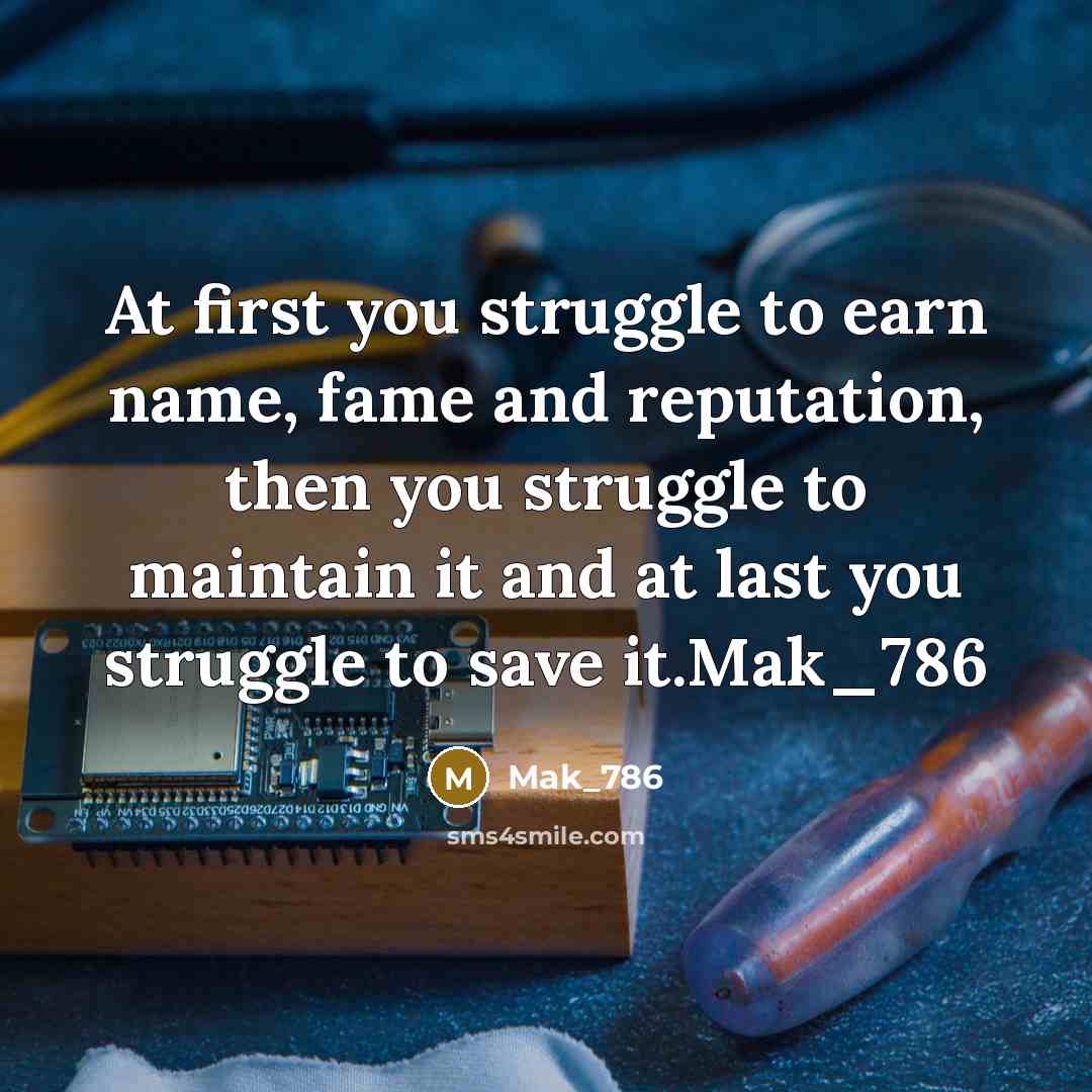 “At first you struggle to earn name, fame and reputation,…” quote by Mak_786