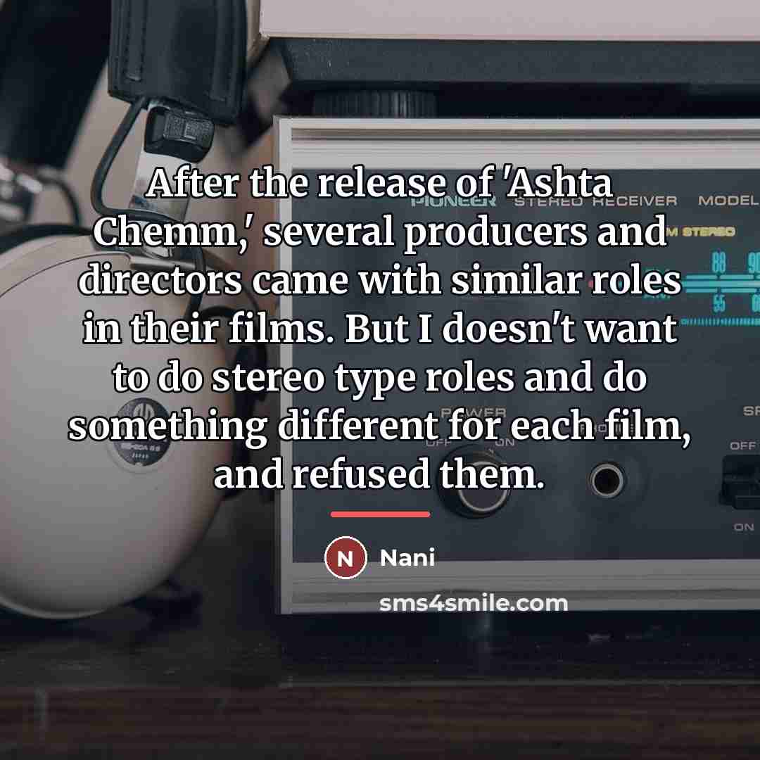 “After the release of 'Ashta Chemm,' several producers and directors…” quote by Nani