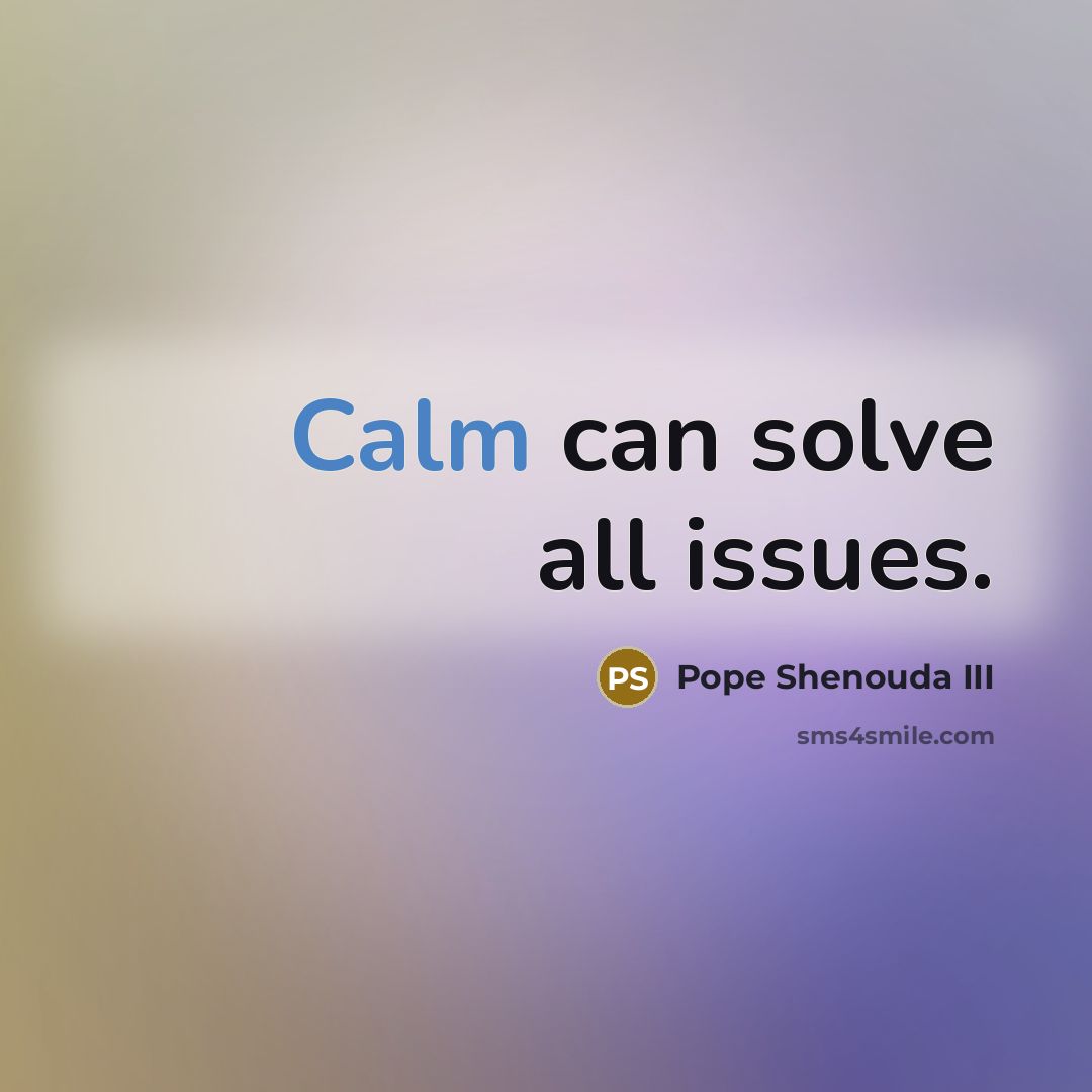 “Calm can solve all issues.…” quote by Pope Shenouda III