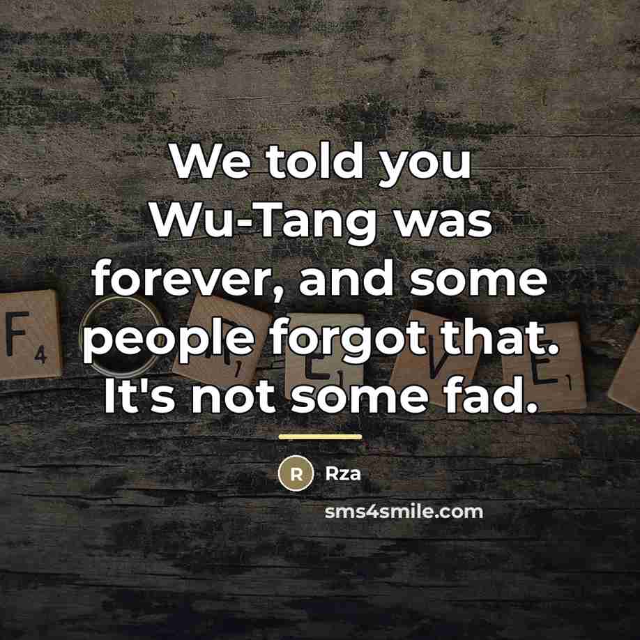 “We told you Wu-Tang was forever, and some people forgot…” quote by Rza