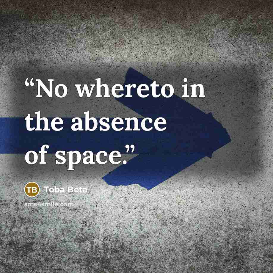 “No whereto in the absence of space.” quote by Toba Beta