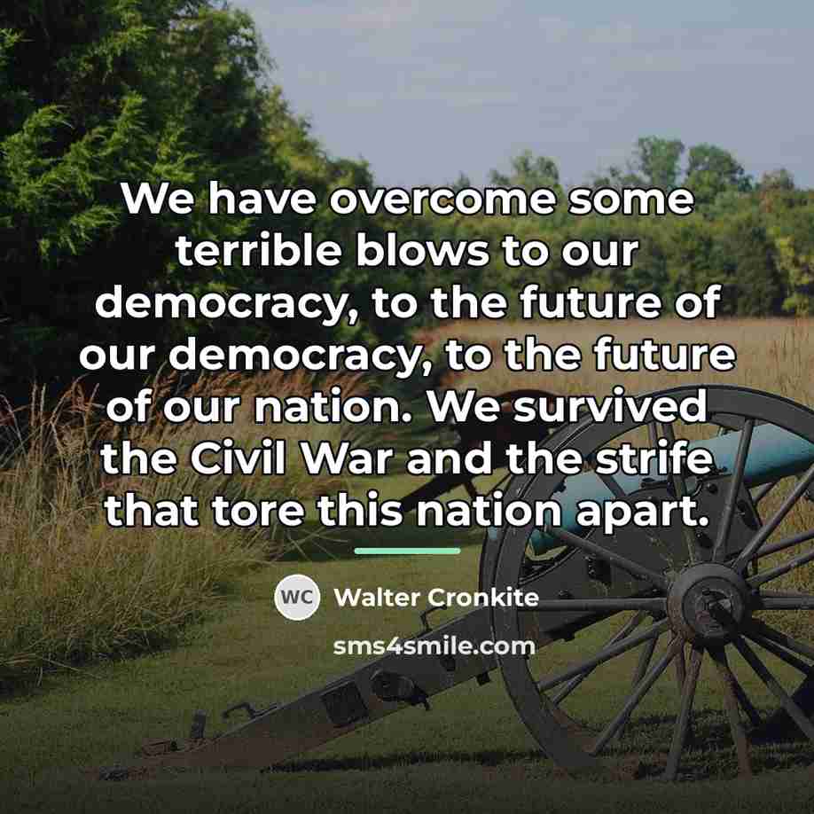 “We have overcome some terrible blows to our democracy, to…” quote by Walter Cronkite