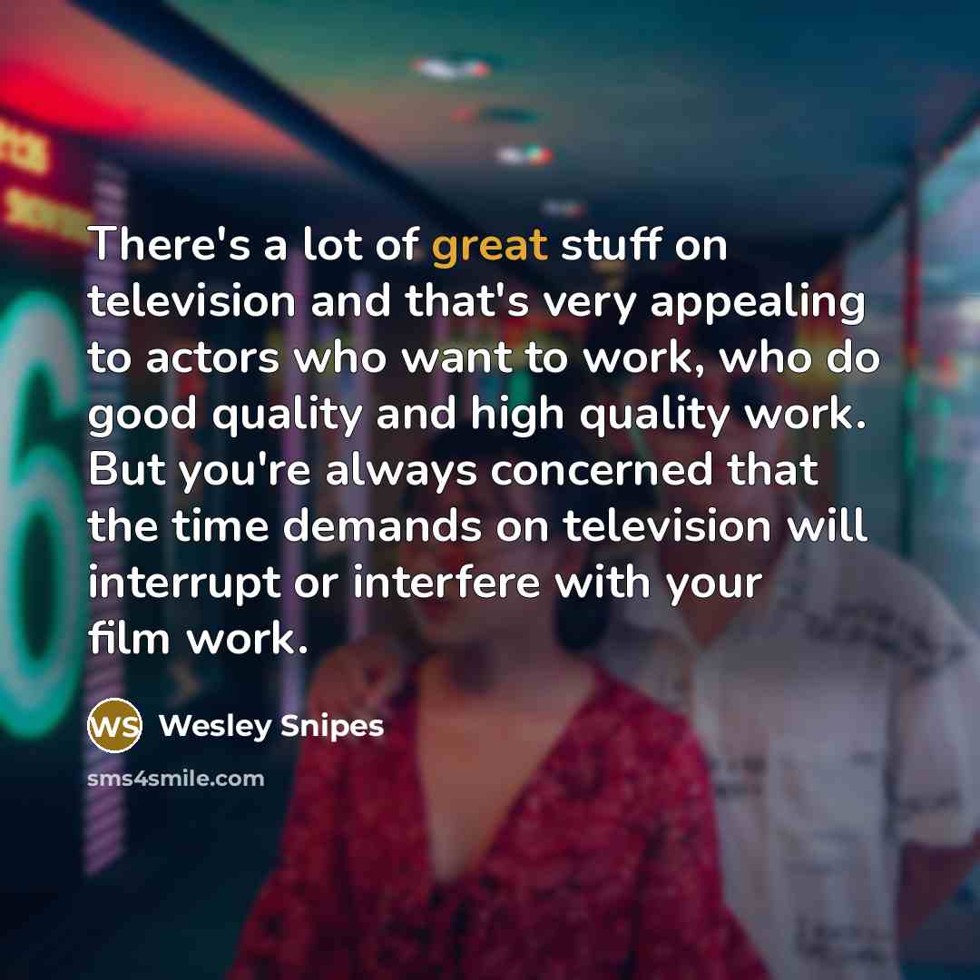 “There's a lot of great stuff on television and that's…” quote by Wesley Snipes