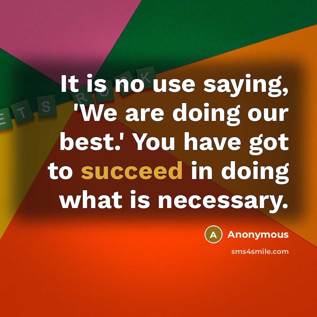 “It is no use saying, 'We are doing our best.' You have got to succeed in doing what is necessary.” quote by Anonymous