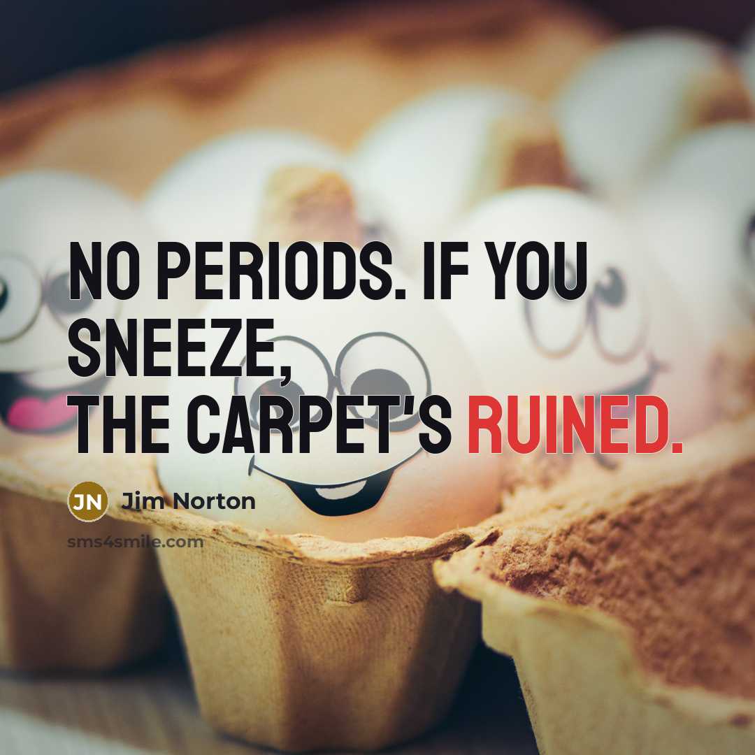“No periods. If you sneeze, the carpet's ruined.” quote by Jim Norton