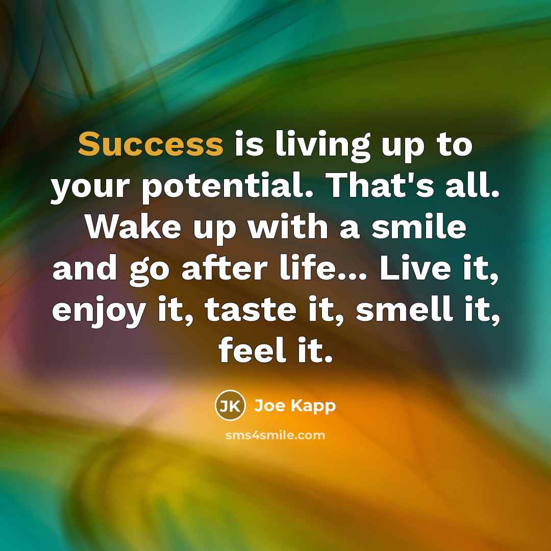 “Success is living up to your potential. That's all. Wake…” quote by Joe Kapp