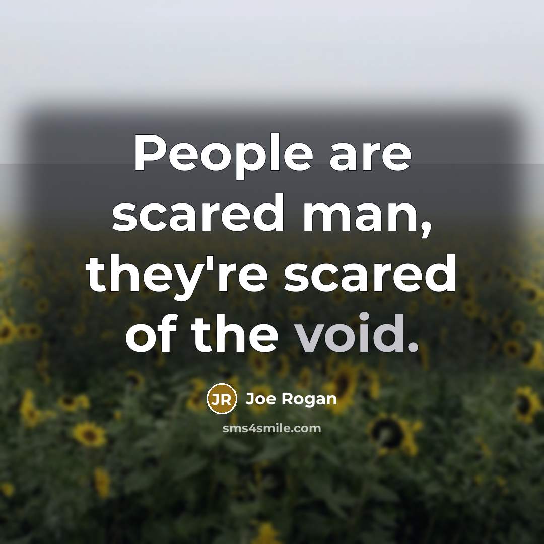 “People are scared man, they're scared of the void.…” quote by Joe Rogan