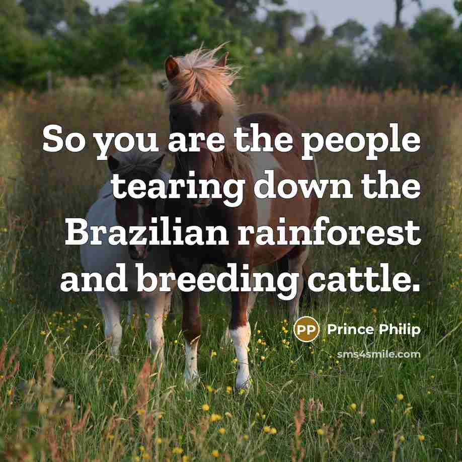 “So you are the people tearing down the Brazilian rainforest…” quote by Prince Philip