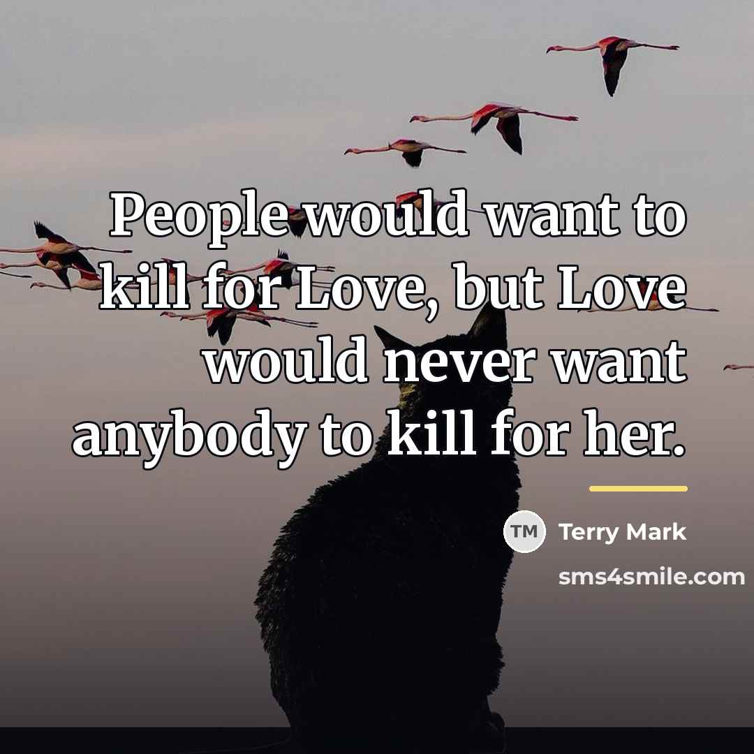 “People would want to kill for Love, but Love would…” quote by Terry Mark