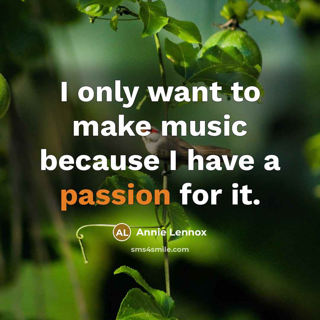 “I only want to make music because I have a…” quote by Annie Lennox