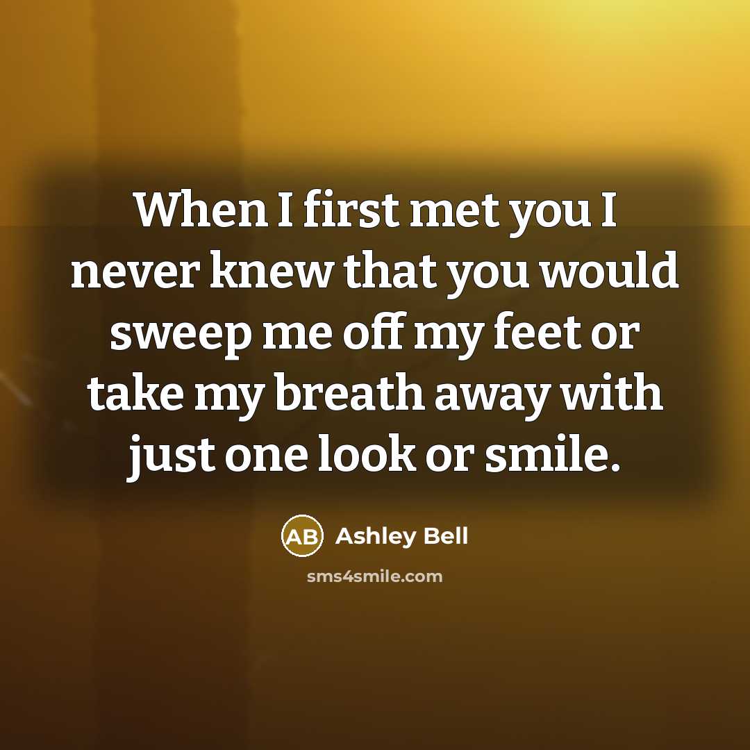 “When I first met you I never knew that you…” quote by Ashley Bell