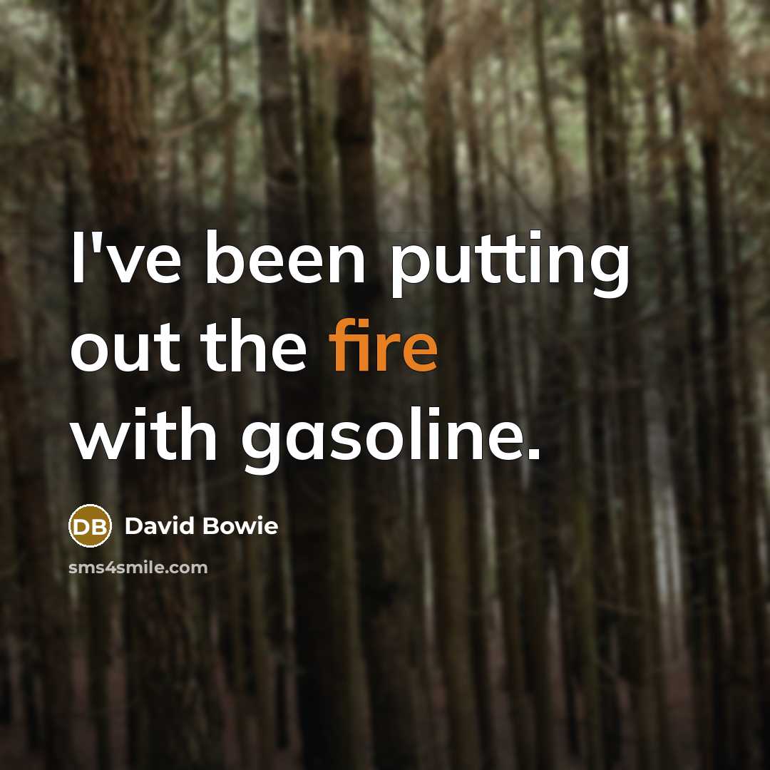 “I've been putting out the fire with gasoline.…” quote by David Bowie