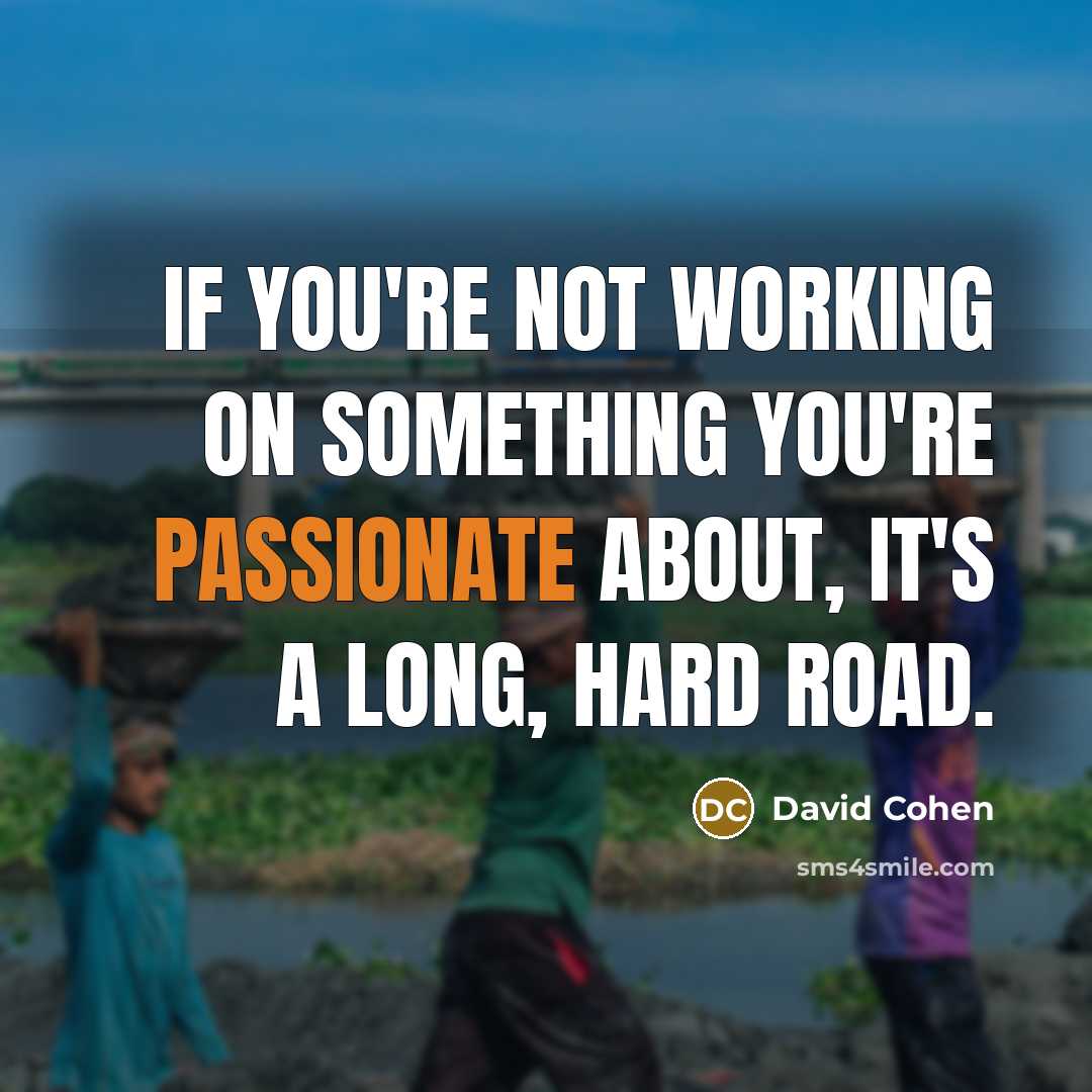 “If you're not working on something you're passionate about, it's…” quote by David Cohen