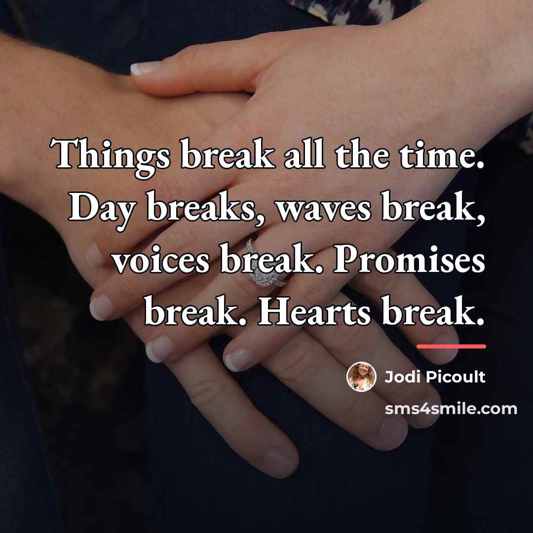 “Things break all the time. Day breaks, waves break, voices…” quote by Jodi Picoult