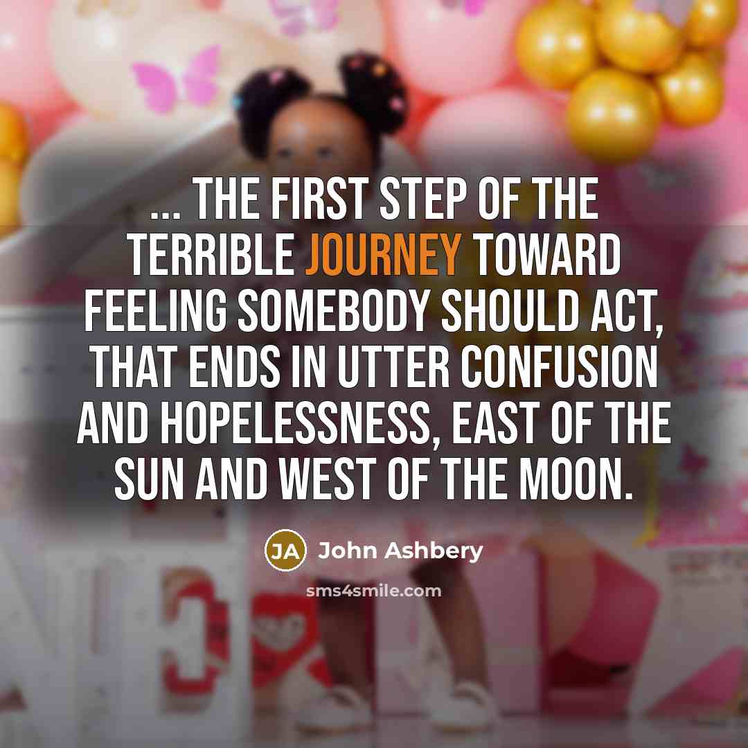 “... the first step of the terrible journey toward feeling…” quote by John Ashbery