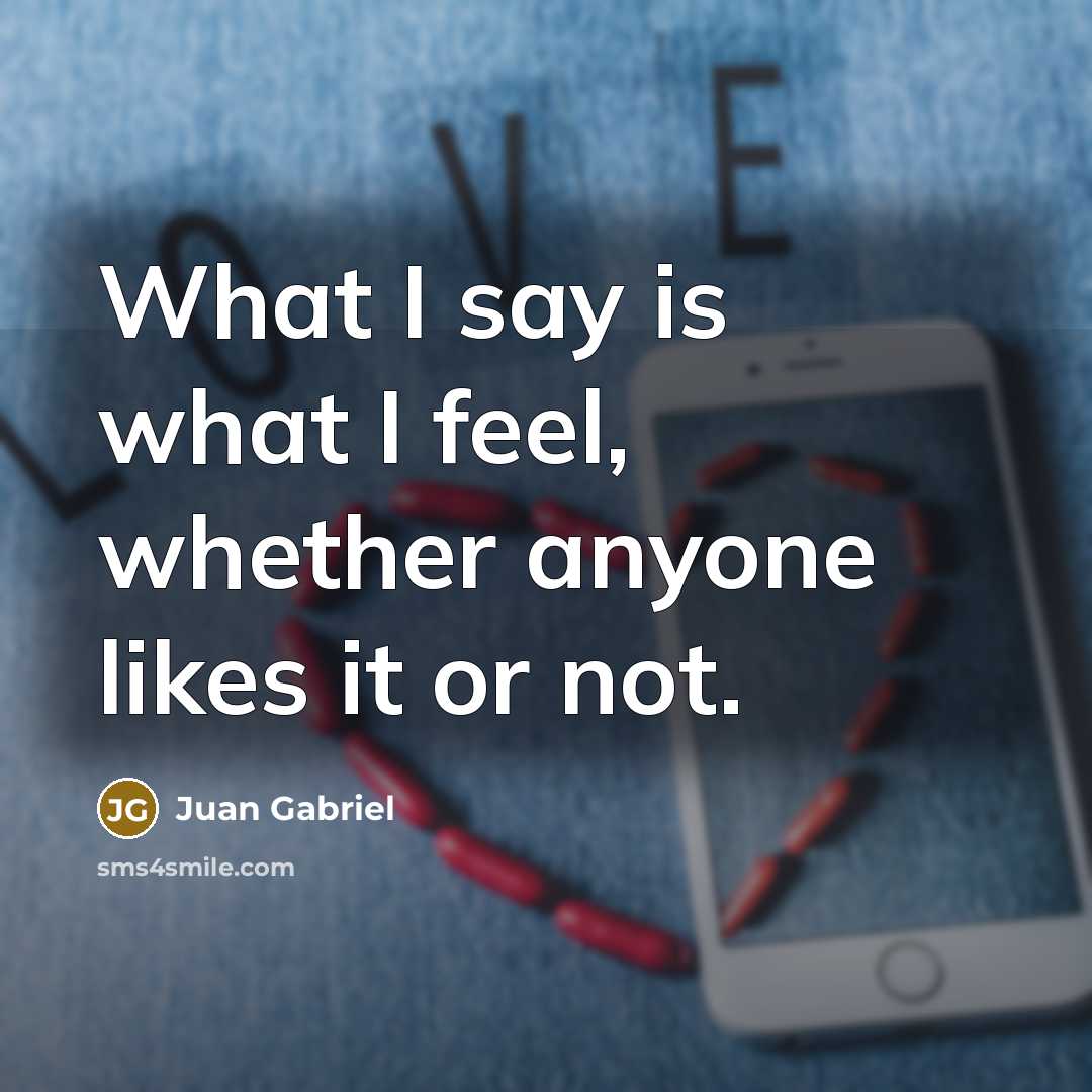 “What I say is what I feel, whether anyone likes…” quote by Juan Gabriel