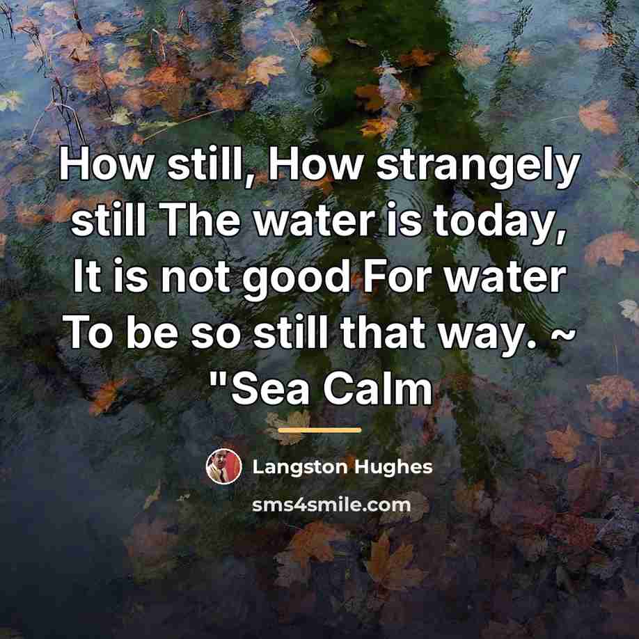 “How still, How strangely still The water is today, It…” quote by Langston Hughes