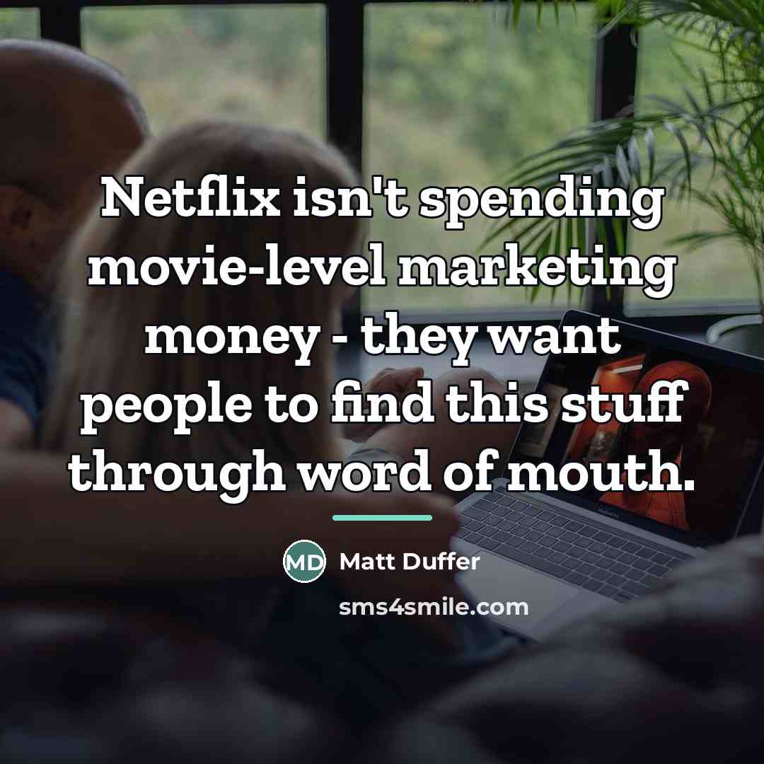 “Netflix isn't spending movie-level marketing money - they want people…” quote by Matt Duffer