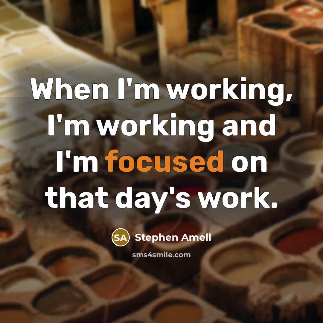 “When I'm working, I'm working and I'm focused on that…” quote by Stephen Amell