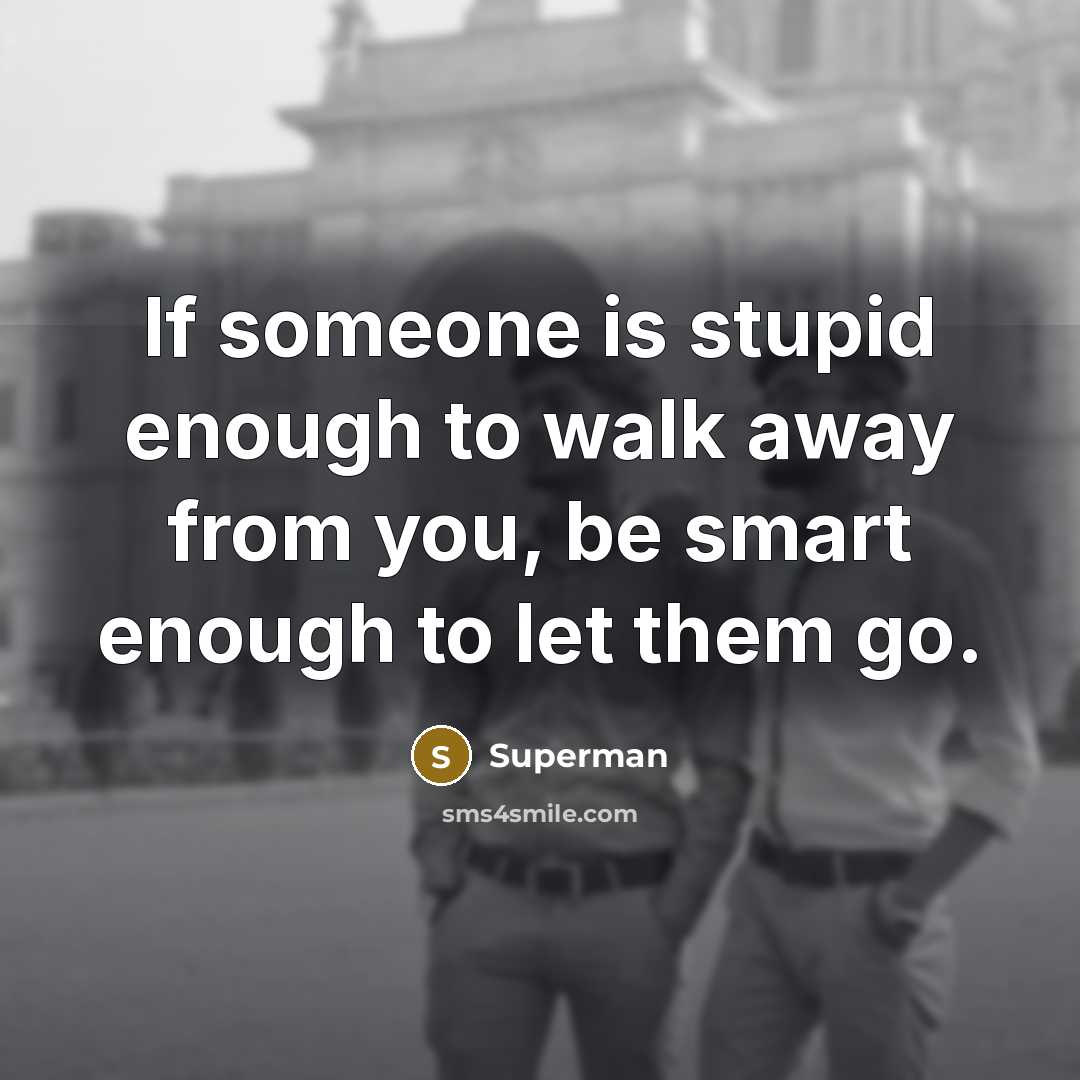 “If someone is stupid enough to walk away from you,…” quote by Superman